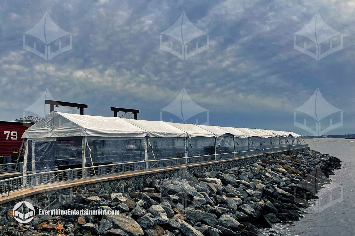 10x180 Foot Frame Tent 10x180 Foot Frame Tent setup on long pier