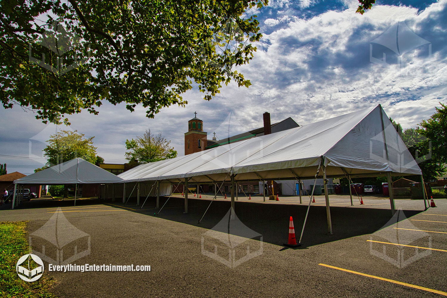 40x120 Frame Tent 40x120 Frame Tent setup in a parking lot