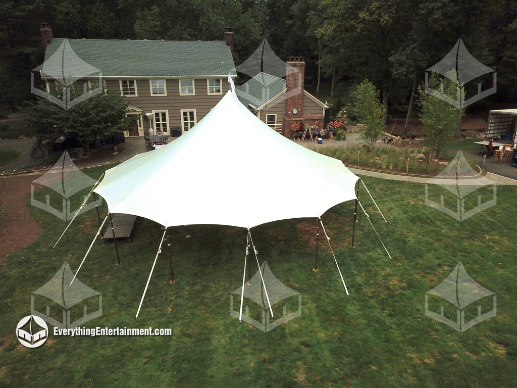 44-Round Sailcloth Tent 44-ft Round Sailcloth Tent for a backyard wedding