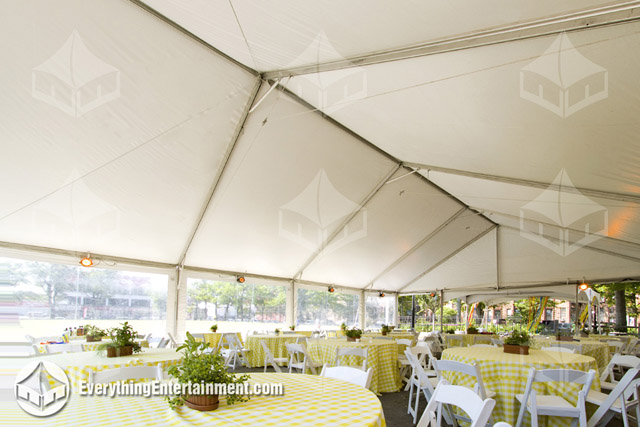 Wedding Tent with Spring Decor Interior view of a large frame tent rental with spring decor.